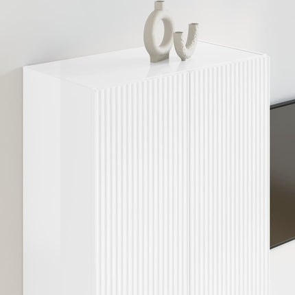 TV Vägghylla Högblanka vita 59,5 x 31 x 80 cm Konstruerat trä