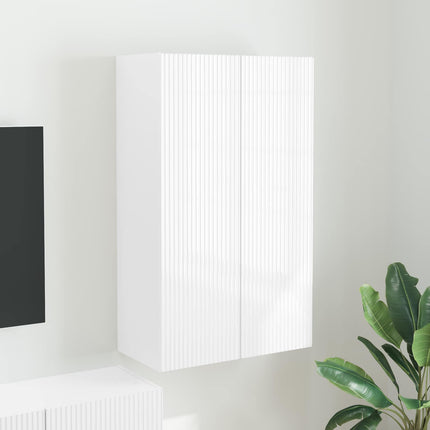 TV Vägghylla 59,5 x 31 x 100 cm Högblanka vita Konstruerat trä