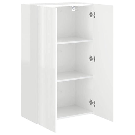 TV Vägghylla Högblanka vita 59,5 x 31 x 100 cm Konstruerat trä