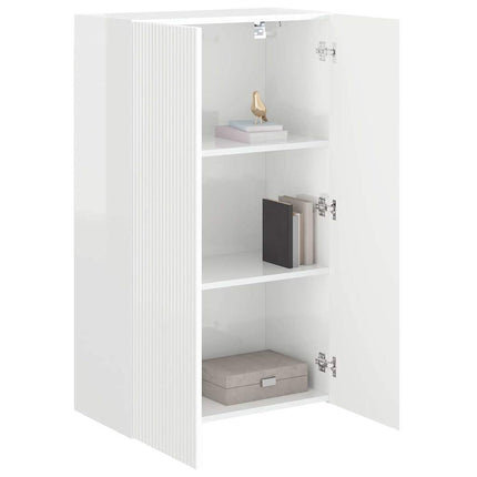 TV Vägghylla Högblanka vita 59,5 x 31 x 100 cm Konstruerat trä