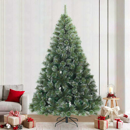 Konstgjord Vikbar Julgran Snö Flocked Grön 240 cm PVC, stål