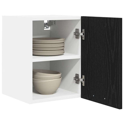 Hängande skåp med dörr 2 pcs Svart ek och vit 30 x 31 x 40 cm