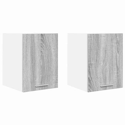 Hängande skåp med dörr 2 pcs Grå Sonoma och vit 30 x 31 x 40 cm