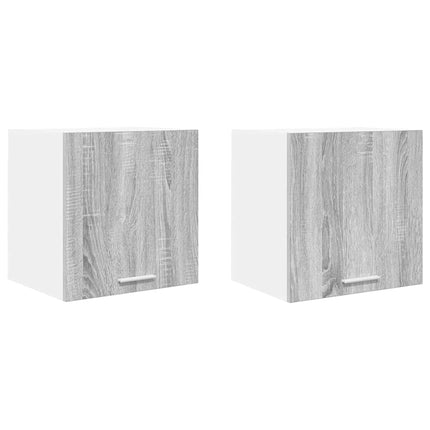 Hängande skåp med dörr 2 pcs Grå Sonoma och vit 40 x 31 x 40 cm