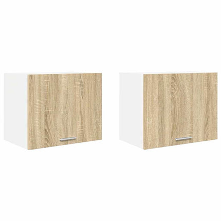 Hängande skåp med dörr 2 pcs Sonoma ek och vit 50 x 31 x 40 cm