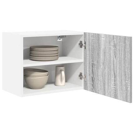 Hängande skåp med dörr 2 pcs Grå Sonoma och vit 50 x 31 x 40 cm