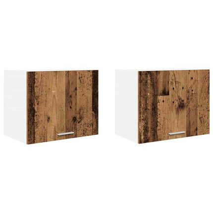Hängande skåp med dörr 2 pcs Gamla trä och vit 50 x 31 x 40 cm