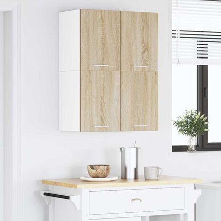 Hängande skåp med dörr 2 pcs Sonoma ek och vit 60 x 31 x 40 cm