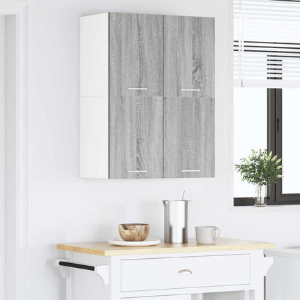 Hängande skåp med dörr 2 pcs Grå Sonoma och vit 60 x 31 x 40 cm