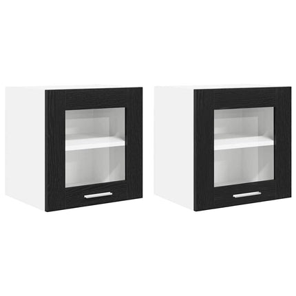 Hängande skåp 2 pcs Svart Ek 40 x 31 x 40 cm Konstruerat trä