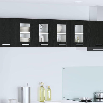Hängande skåp 2 pcs Svart Ek 60 x 31 x 40 cm Konstruerat trä