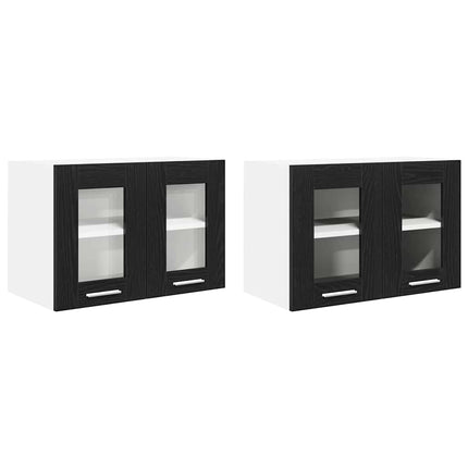 Hängande skåp 2 pcs Svart Ek 60 x 31 x 40 cm Konstruerat trä