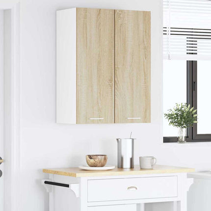 Hängande skåp Sonoma ek och vit 30 x 31 x 80 cm Konstruerat trä