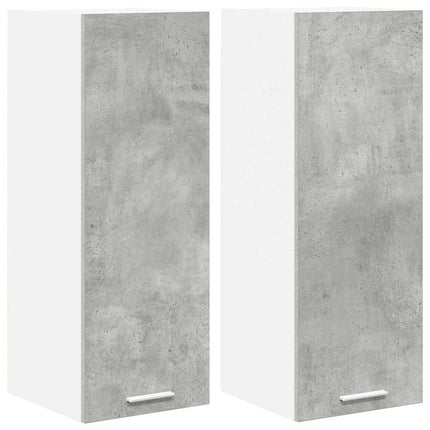 Hängande skåp med dörr 2 pcs Betonggrå och vit 30 x 31 x 80 cm