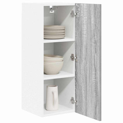 Hängande skåp med dörr 2 pcs Grå Sonoma och vit 30 x 31 x 80 cm