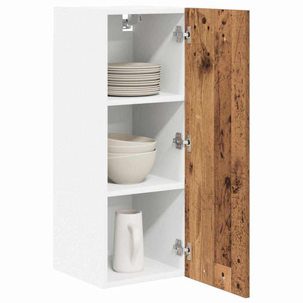 Hängande skåp med dörr 2 pcs Gamla trä och vit 30 x 31 x 80 cm