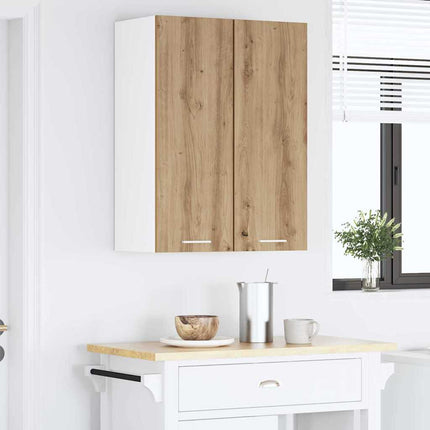 Hängande skåp med dörr 2 pcs Artisan ek och vit 30 x 31 x 80 cm