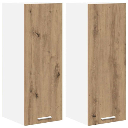 Hängande skåp med dörr 2 pcs Artisan ek och vit 30 x 31 x 80 cm