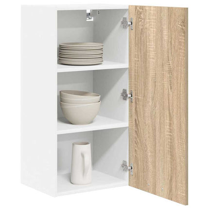 Hängande skåp Sonoma ek och vit 40 x 31 x 80 cm Konstruerat trä