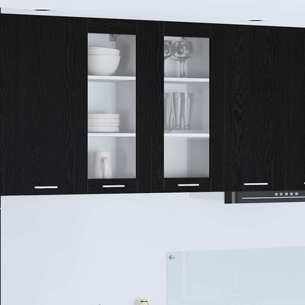 Hängande skåp 2 pcs Svart Ek 40 x 31 x 80 cm Konstruerat trä