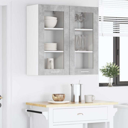 Hängande skåp 2 pcs Betonggrå 40 x 31 x 80 cm Konstruerat trä
