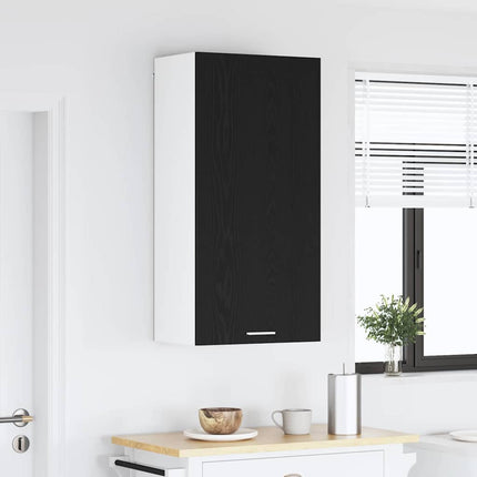 Hängande skåp Svart ek och vit 50 x 31 x 100 cm Konstruerat trä