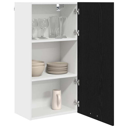 Hängande skåp Svart ek och vit 50 x 31 x 100 cm Konstruerat trä