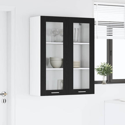 Hängande skåp Svart Ek 80 x 31 x 100 cm Konstruerat trä