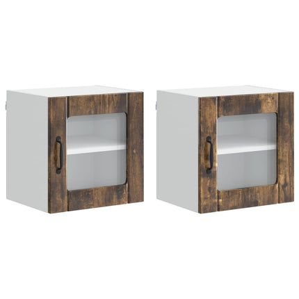 Väggglasförråd LUCCA 2 pcs Rökt ek 40 x 31 x 40 cm