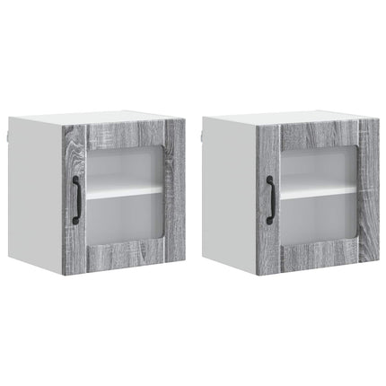 Väggglasförråd LUCCA 2 pcs Grå sonoma-ek 40 x 31 x 40 cm