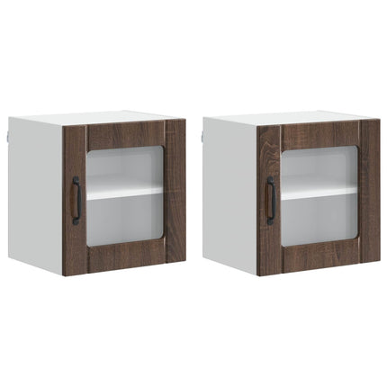 Väggglasförråd LUCCA 2 pcs Brun ek 40 x 31 x 40 cm