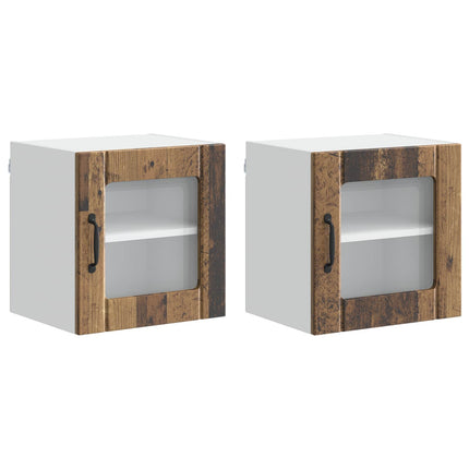 Väggglasförråd LUCCA 2 pcs Gammalt trä 40 x 31 x 40 cm