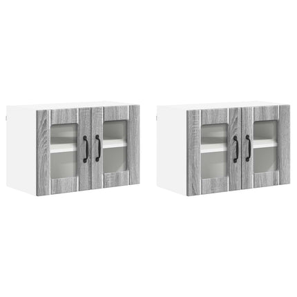 Väggglasförråd LUCCA 2 pcs Grå sonoma-ek 60 x 31 x 40 cm