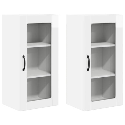 Väggglasförråd LUCCA 2 pcs Vit högglans 40 x 31 x 80 cm