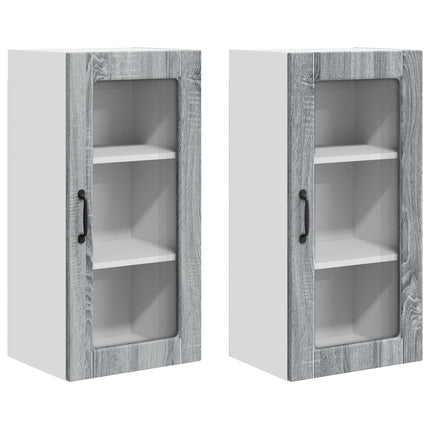 Väggglasförråd LUCCA 2 pcs Grå sonoma-ek 40 x 31 x 80 cm