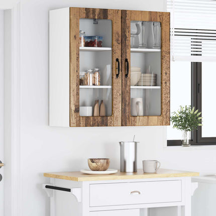 Väggglasförråd LUCCA 2 pcs Gammalt trä 40 x 31 x 80 cm