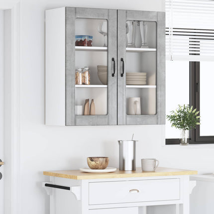 Väggglasförråd LUCCA Betonggrå 80 x 31 x 80 cm Konstruerat trä