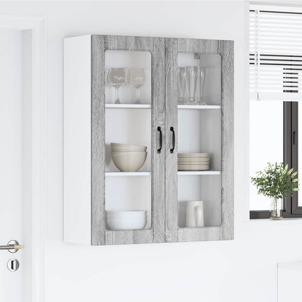 Väggglasförråd LUCCA Grå sonoma-ek 80 x 31 x 100 cm