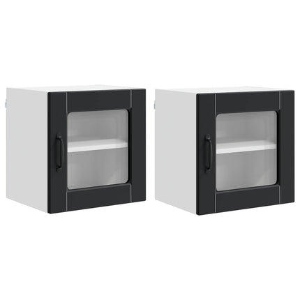 Väggglasförråd PORTO 2 pcs Svart 40 x 31 x 40 cm