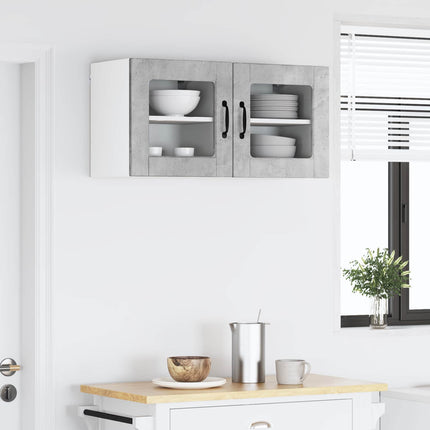 Väggglasförråd PORTO 2 pcs Betonggrå 40 x 31 x 40 cm