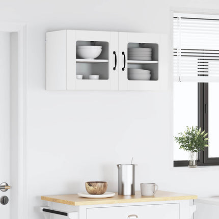 Väggglasförråd PORTO 2 pcs Högblanka vita 40 x 31 x 40 cm