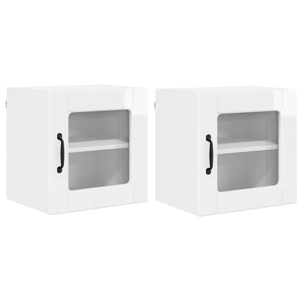 Väggglasförråd PORTO 2 pcs Högblanka vita 40 x 31 x 40 cm