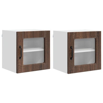 Väggglasförråd PORTO 2 pcs Brun Ek 40 x 31 x 40 cm