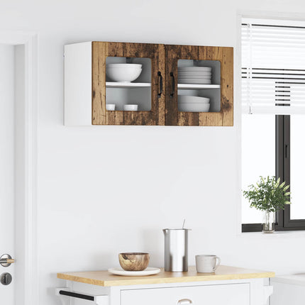 Väggglasförråd PORTO 2 pcs Gammalt trä 40 x 31 x 40 cm