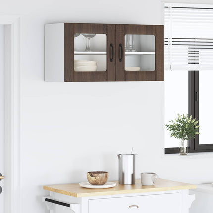 Väggglasförråd PORTO Brun Ek 80 x 31 x 40 cm Konstruerat trä