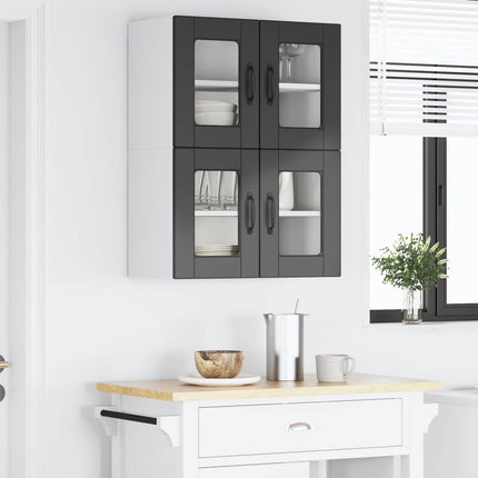 Väggglasförråd PORTO 2 pcs Svart 60 x 31 x 40 cm
