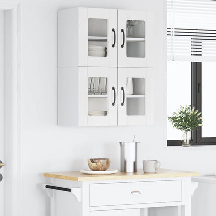 Väggglasförråd PORTO 2 pcs Högblanka vita 60 x 31 x 40 cm