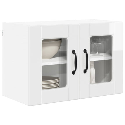 Väggglasförråd PORTO 2 pcs Högblanka vita 60 x 31 x 40 cm