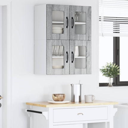 Väggglasförråd PORTO 2 pcs Grå Sonoma 60 x 31 x 40 cm