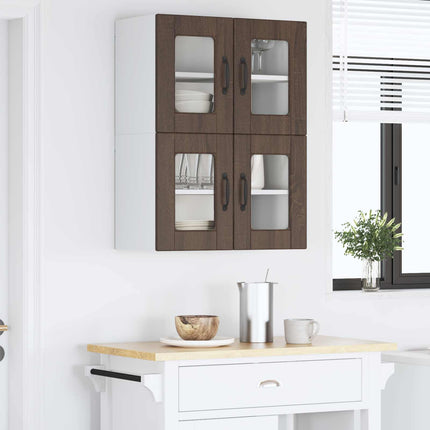 Väggglasförråd PORTO 2 pcs Brun Ek 60 x 31 x 40 cm